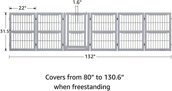 Dog Playpen with Gate Freestanding (4 Support Feet)