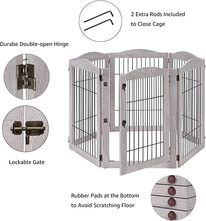 Dog Playpen with Gate Freestanding (4 Support Feet)