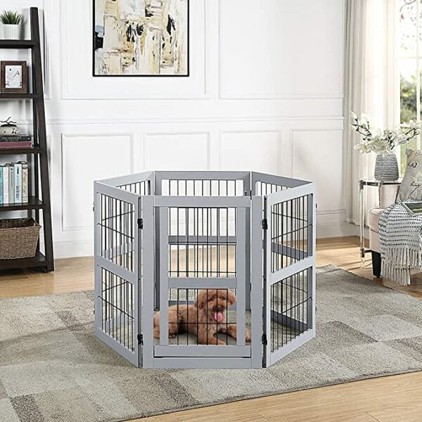 Dog Playpen with Gate Freestanding (4 Support Feet)