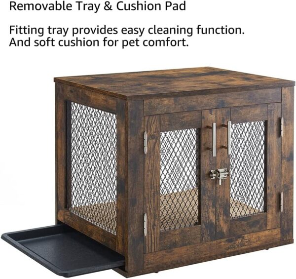 Indoor Furniture Style Mesh Dog Crate with Double Doors (Bonus Cushion and Tray)