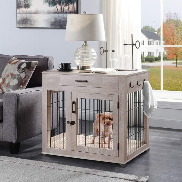 Indoor Furniture Style Dog Crate with Drawer & Double Doors (For up to 2 Dogs)