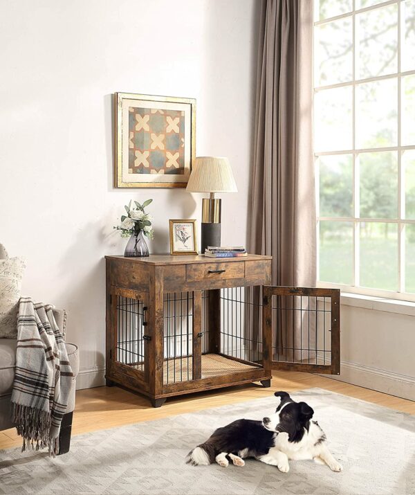 Indoor Furniture Style Dog Crate with Drawer & Double Doors (For up to 2 Dogs)