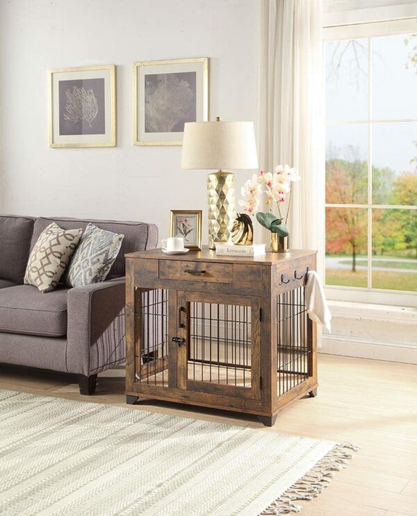 Indoor Furniture Style Dog Crate with Drawer & Double Doors (For up to 2 Dogs)