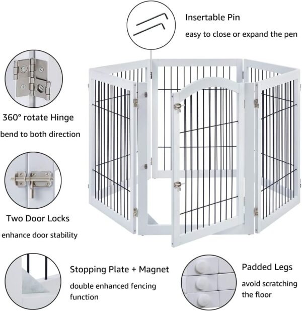 Extra Wide Freestanding Foldable Wooden Playpen/Barrier with Gate