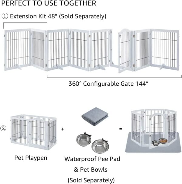 Extra Wide Freestanding Foldable Wooden Playpen/Barrier with Gate